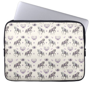Elegantes Dressurpferd und Hufeisen Aquarell Laptopschutzhülle