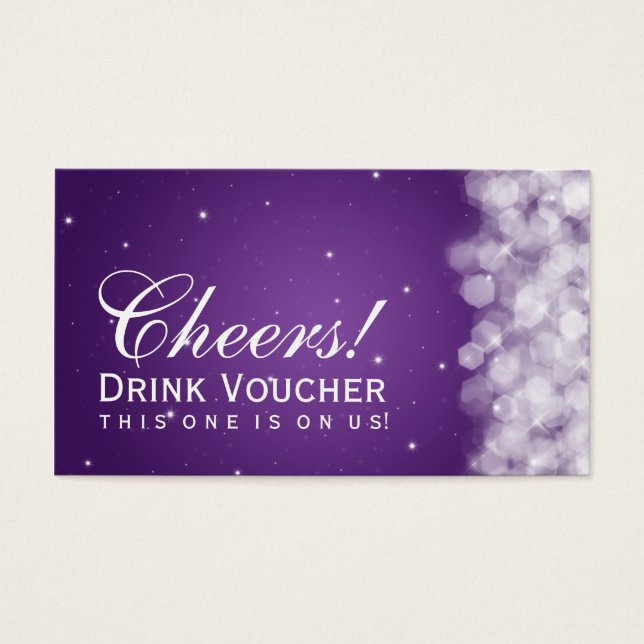 Elegantes Drink Voucher Party Sparkle Lila (Vorderseite)