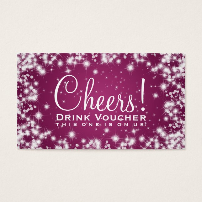 Elegantes Drink Voucher Party Winter Sparkle Rosa (Vorderseite)
