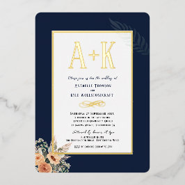 Elegantes, dunkelblau 5" x 7" Foil Einladung