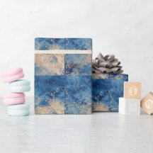 Elegantes dunkelblau-goldenes Wasserfarben-Verpack