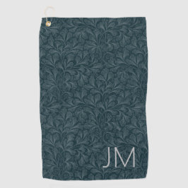 Elegantes, dunkelblau Vintages Blumendesign Golfhandtuch