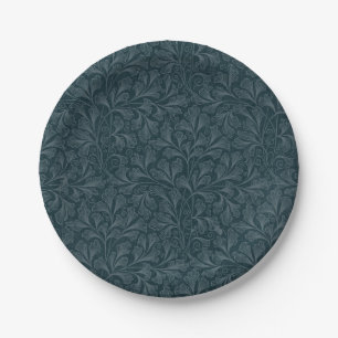 Elegantes, dunkelblau Vintages Blumendesign Pappteller