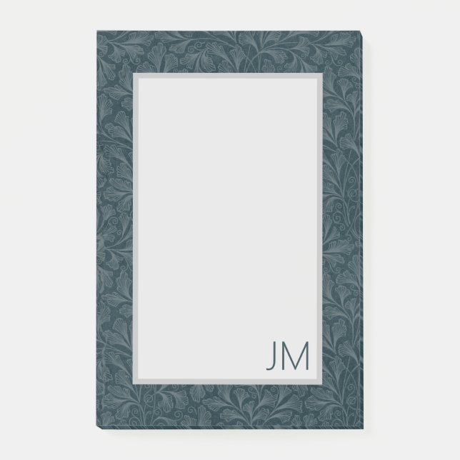 Elegantes, dunkelblau Vintages Blumendesign Post-it Klebezettel (Vorderseite)