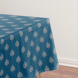 Elegantes dunkelblaues Damastmuster Tischdecke