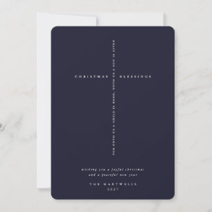 Elegantes dunkelblaues Schriftzugkreuz Feiertagskarte