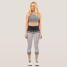 Elegantes dunkelgraues Rahmen-Monogramm in Schreib Capri Leggings