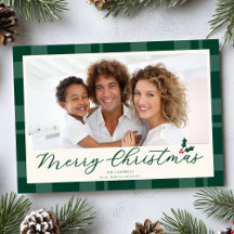 Elegantes dunkelgrünes kariertes Frohe Weihnachten
