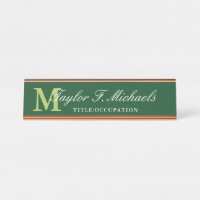 Elegantes dunkelgrünes Limettengrün-Monogramm & Na