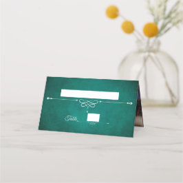 Elegantes Dunkelgrünes Monogramm-Hochzeitsstift-Fo Platzkarte