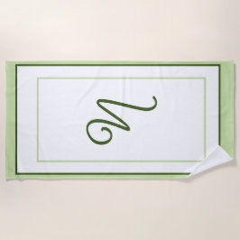 Elegantes dunkelgrünes Rahmen-Monogramm in Schreib Strandtuch