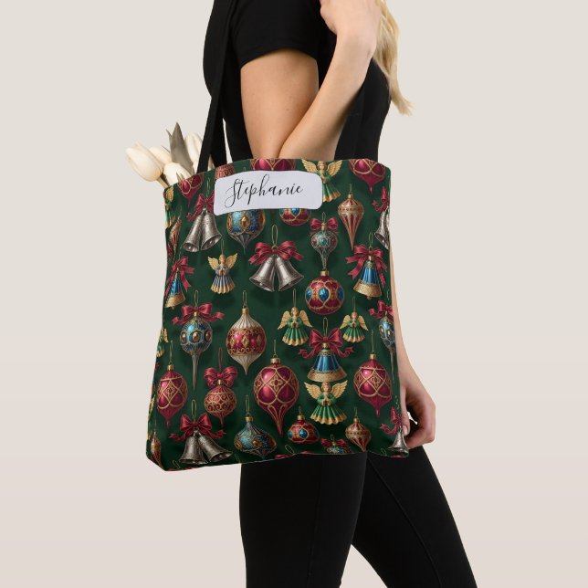 Elegantes dunkelgrünes traditionelles personalisie tasche (Von Nahem)