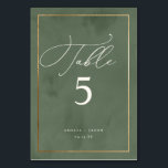 Elegantes, dunkelgrünes Wasserfarbenprädikat für H Tischnummer<br><div class="desc">Erhöhen Sie Ihren Empfang mit unseren Tischnummern. Ein dunkelgrüner Aquarellhintergrund,  verstärkt durch ein Imitat mit Goldfolie,  Set die Bühne für die schicke Schrifttyp-Typografie von "Table".</div>