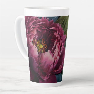 Elegantes dunkelrosa, blumenfarbenes Aquarell Milchtasse