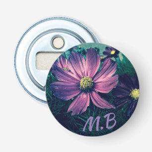 Elegantes dunkelviolettes Foto Art Monogram Flaschenöffner