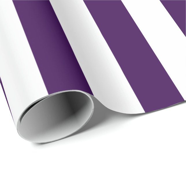 Elegantes dunkelviolettes und weißes Streifenmuste Geschenkpapier (Rolleneckpunkt)