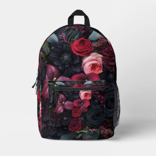 Elegantes dunkles Blumenarrangement mit Rose Bedruckter Rucksack