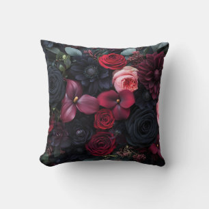 Elegantes dunkles Blumenarrangement mit Rose Kissen