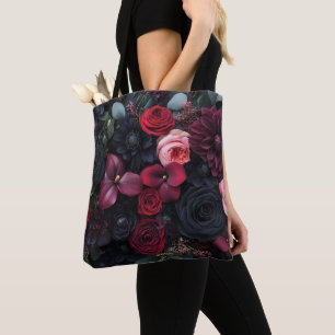 Elegantes dunkles Blumenarrangement mit Rose Tasche
