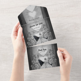 Elegantes dunkles Design All In One Einladung