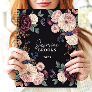 Elegantes dunkles Florales benutzerdefiniertes Nam Planer