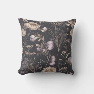 Elegantes dunkles florales botanisches Wurfkissen Kissen