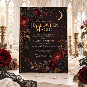 Elegantes dunkles florales Halloween-Magie Einladung