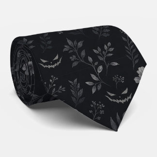 Elegantes dunkles Halloween-Blumenmuster – Schwarz Krawatte