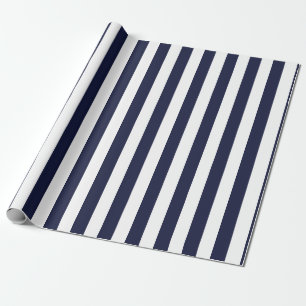 Elegantes dunkles Navy Blau und Weiß Streifen Must Geschenkpapier