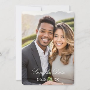 Elegantes Dunkles Rosa und Weiß Foto Save the Date
