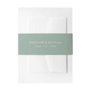 Elegantes Dunkles Salbeigrün   Personalisierte Hoc Einladungsbanderole