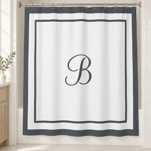 Elegantes dunkles Schieferrand-Schriftmonogramm Duschvorhang