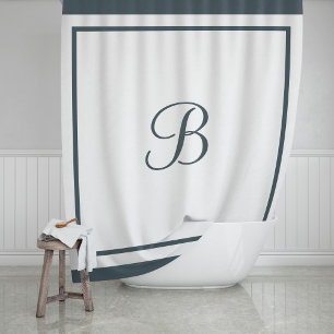 Elegantes dunkles Schieferrand-Schriftmonogramm Duschvorhang