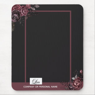 Elegantes dunkles schwarzes romantisches Rosen-Blu Mousepad
