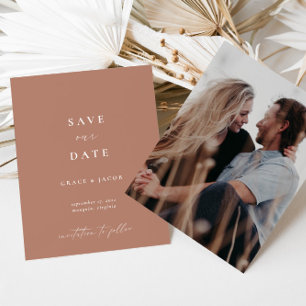 Elegantes Dusty Beige Pink Minimalistisches Script Save The Date