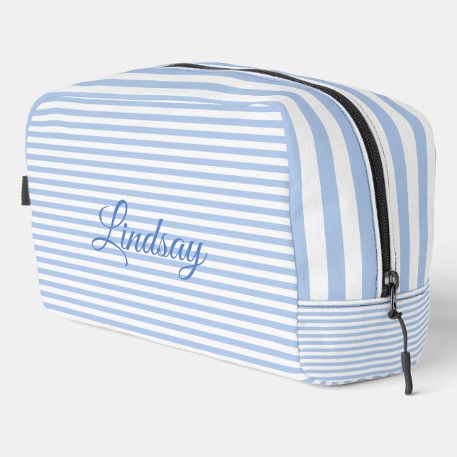 Elegantes Dusty Blue Bachelorette Weekend Party Waschbeutel (Rechte Ecke)