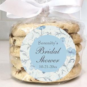 Elegantes Dusty Blue Country Garden Brautparty Runder Aufkleber