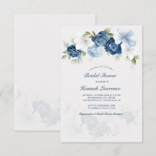 Elegantes Dusty Blue Floral Brautparty Einladung