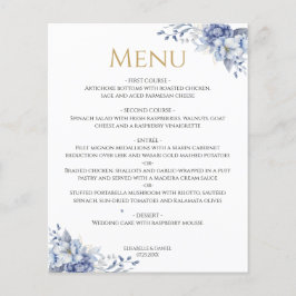 Elegantes Dusty Blue Gold Floral Wedding Dinner Me