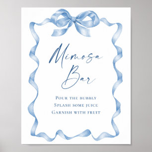 Elegantes Dusty Blue Hand Drawn Bow Brautparty Poster