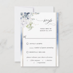Elegantes Dusty Blue, mit/außerhalb der Essenszeit RSVP Karte
