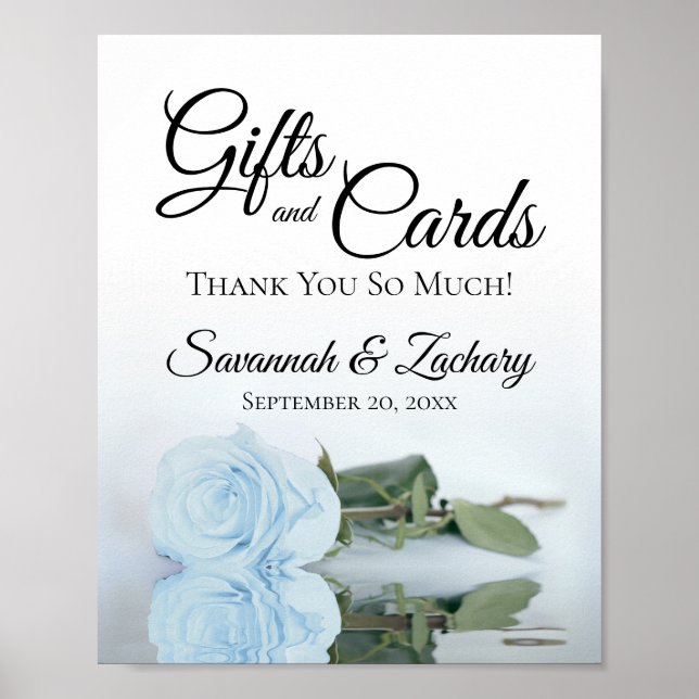 Elegantes Dusty Blue Rose Geschenke & Karten Hochz Poster (Vorne)