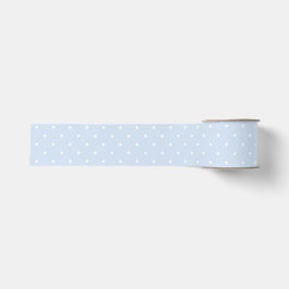 Elegantes Dusty Blue und White Polka Dots Muster Ripsband