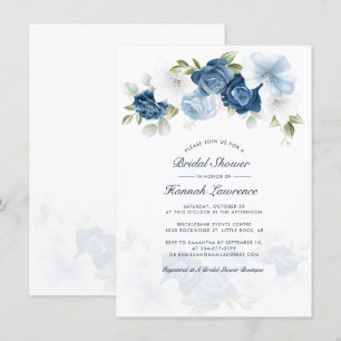 Elegantes Dusty Blue Watercolor Brautparty Einladung