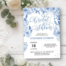 Elegantes Dusty Blue Watercolor Brautparty Einladung