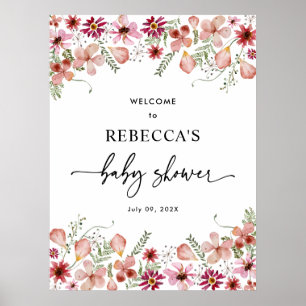 Elegantes Dusty Pink Babydusche Begrüßungsschild P Poster