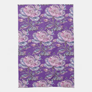 Elegantes Dusty Rose Botanisches Musterdesign Geschirrtuch