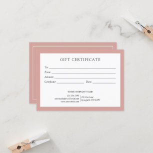 Elegantes Dusty Rose Geschäft Geschenkgutschein-Lo