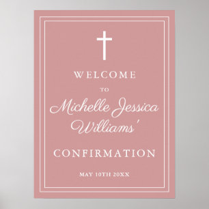 Elegantes Dusty Rose Pink-Bestätigung Willkommensz Poster