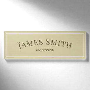Elegantes Ecru-Beige-Gold-Minimalist-Professionald Namenschild